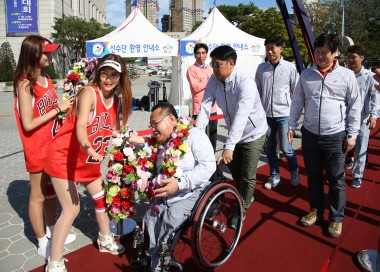 전국장애인체전 선수단 환영식 의 사진